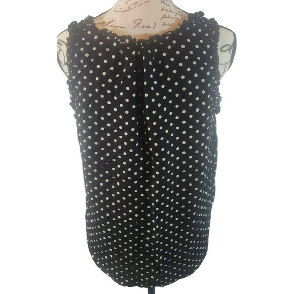 Tommy Hilfiger Black & White Polka Dot‎ Sleeveless Top Womens M - Picture 2 of 4